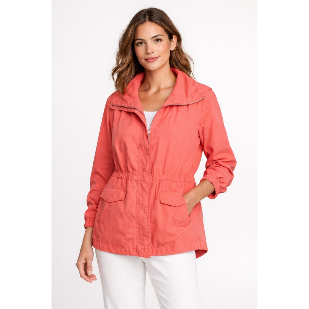 Eileen Fisher Coral‎ Lightweight Anorak Jacket Petite Medium Utility Travel